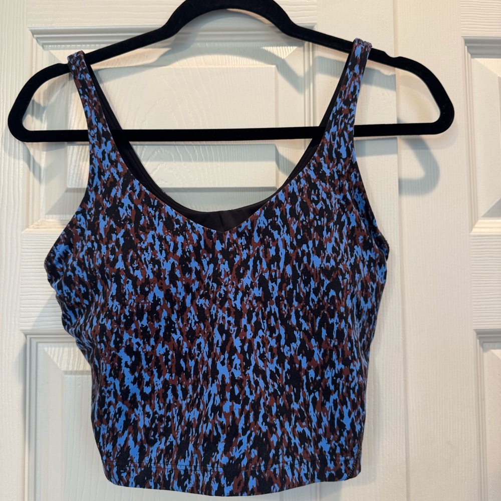 Lululemon Athletica Blue and Brown Fitted Crop Tank Top